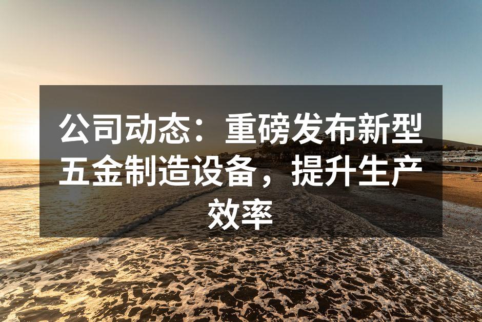 公司动态:重磅发布新型五金制造设备,提升生产效率